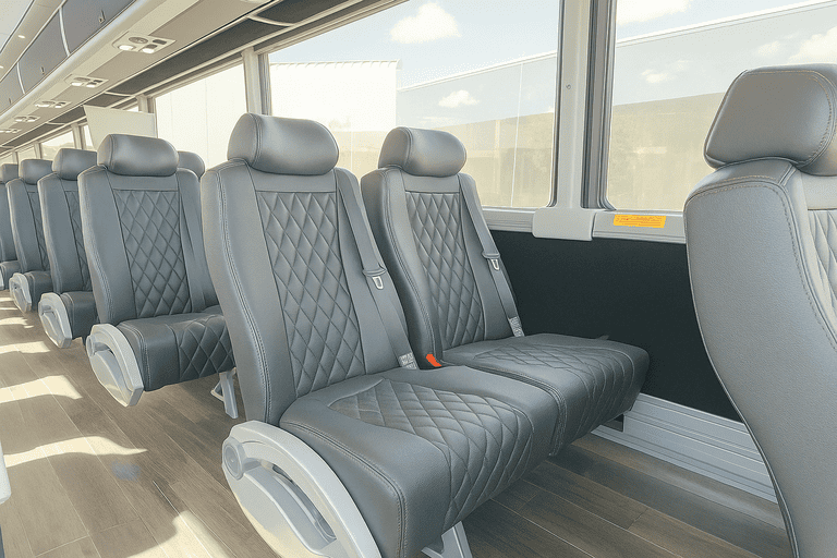 interior of Pasco Minibus Company charter bus