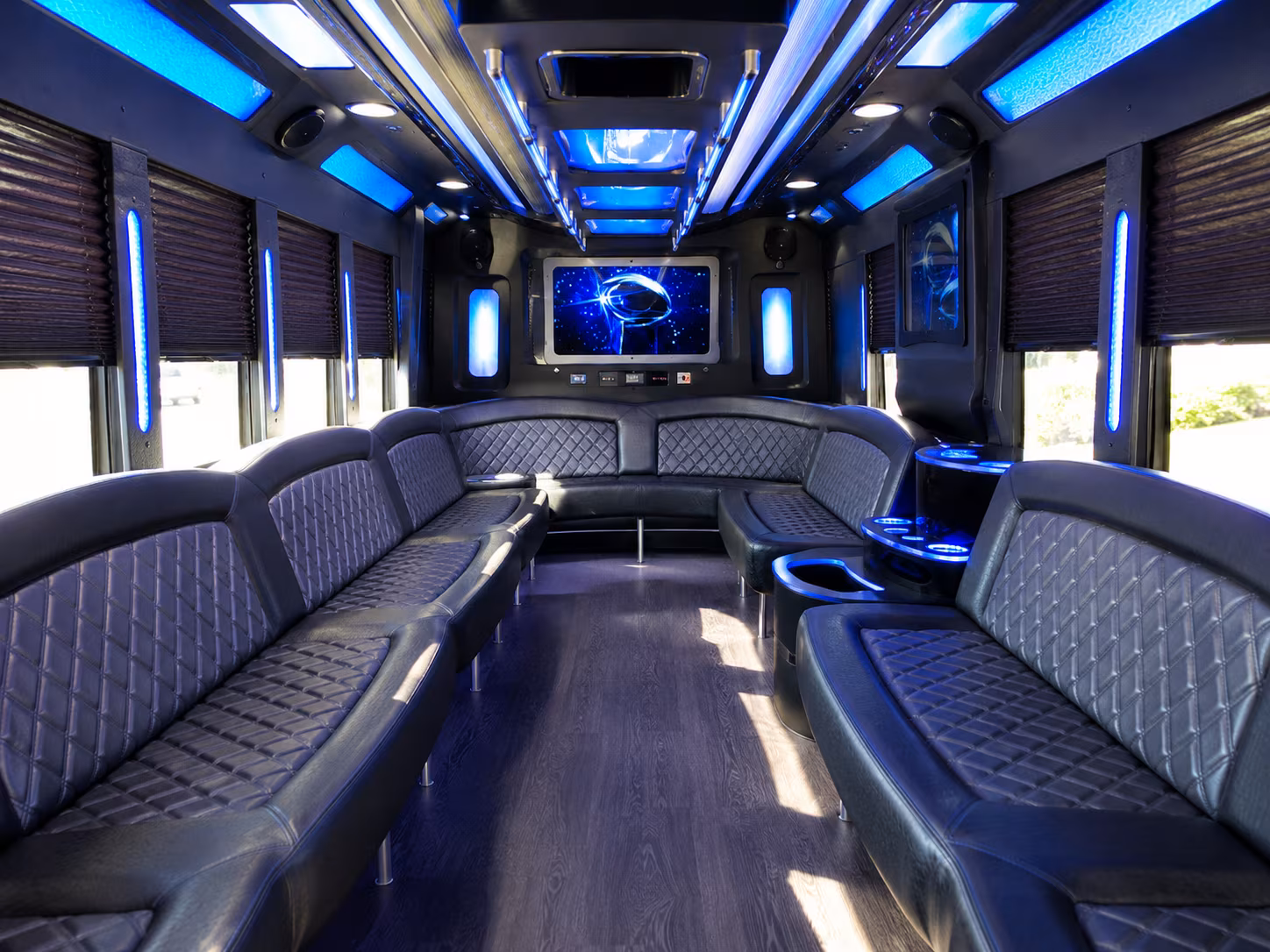 pasco 28 passenger party bus inside